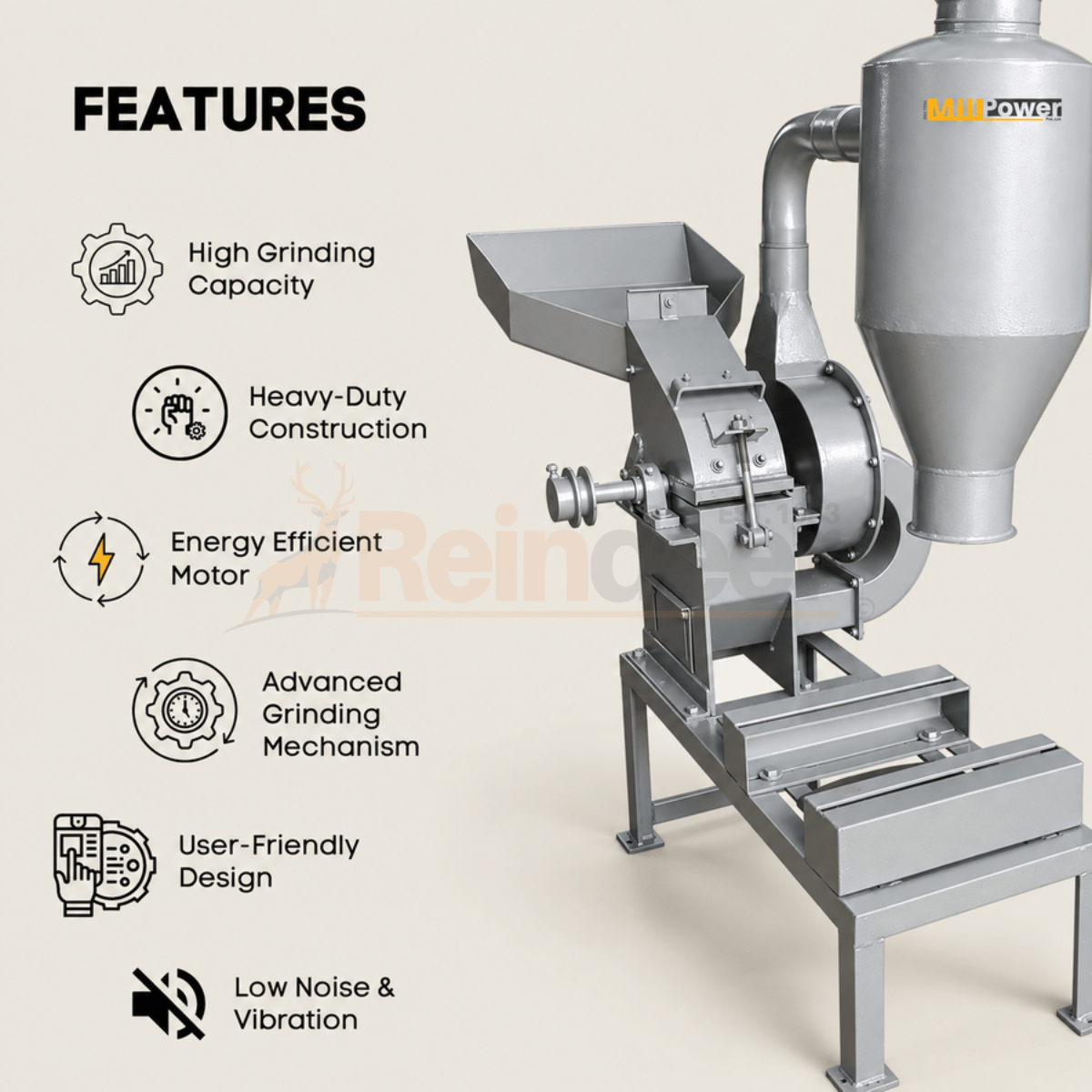 5 hp chilli grinding machine - features - reindeer machinery